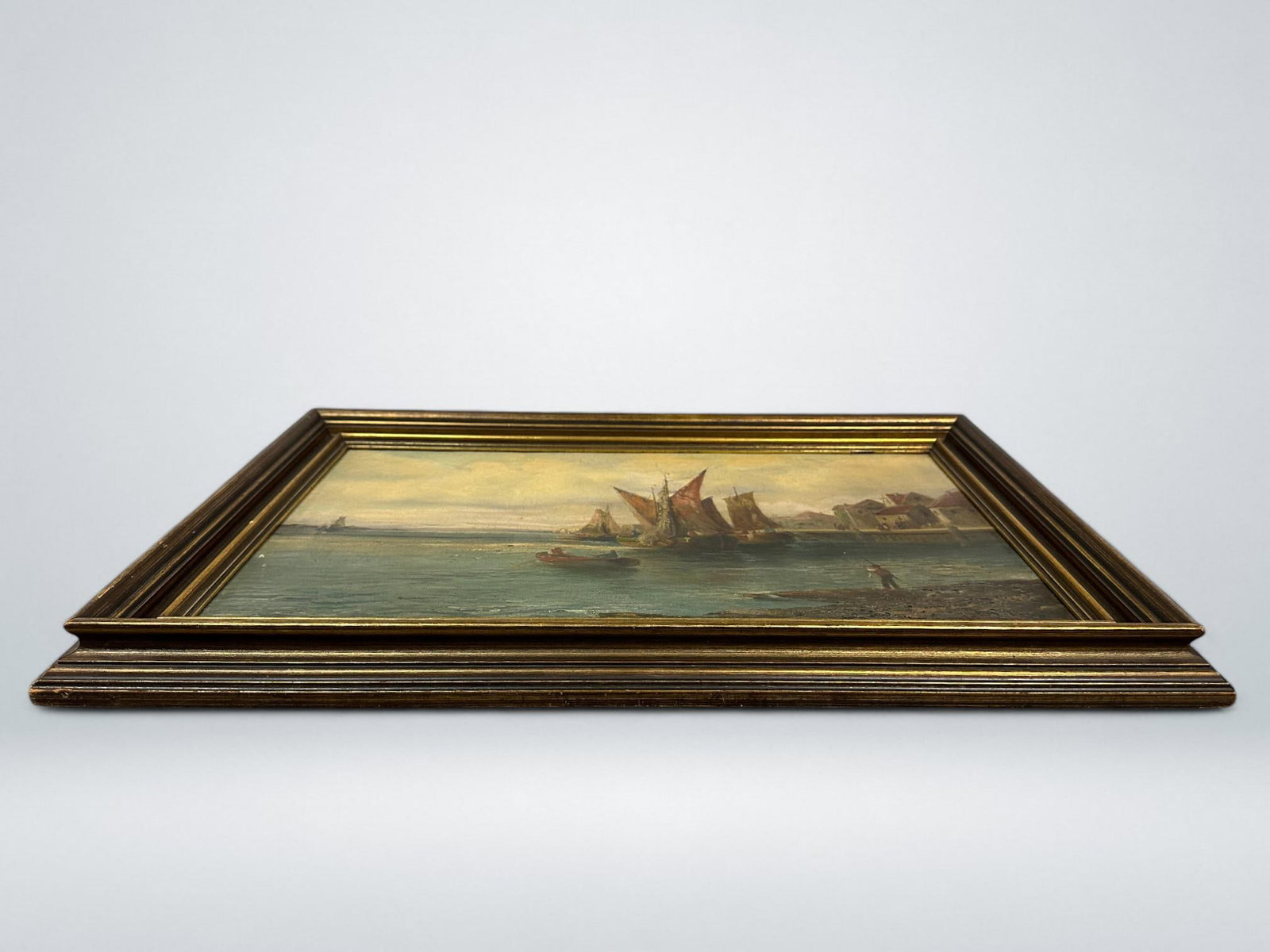 19th Century Continental School, Port Scene, Oil on Canvas, Signed Illegibly - 4