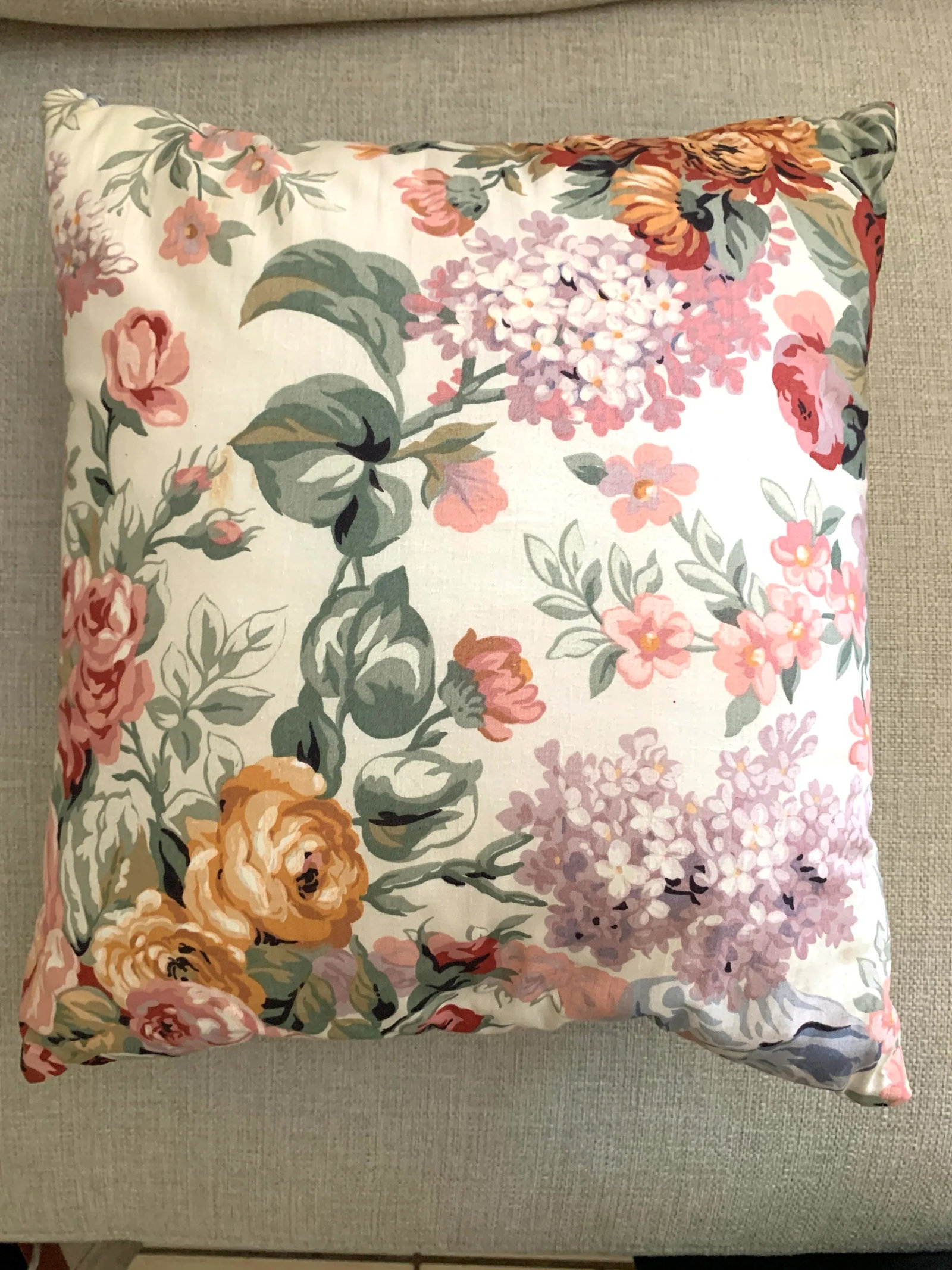 Vintage Decorative Pillow Custom Made With Retired Ralph Lauren Allison Floral Fabric - 3