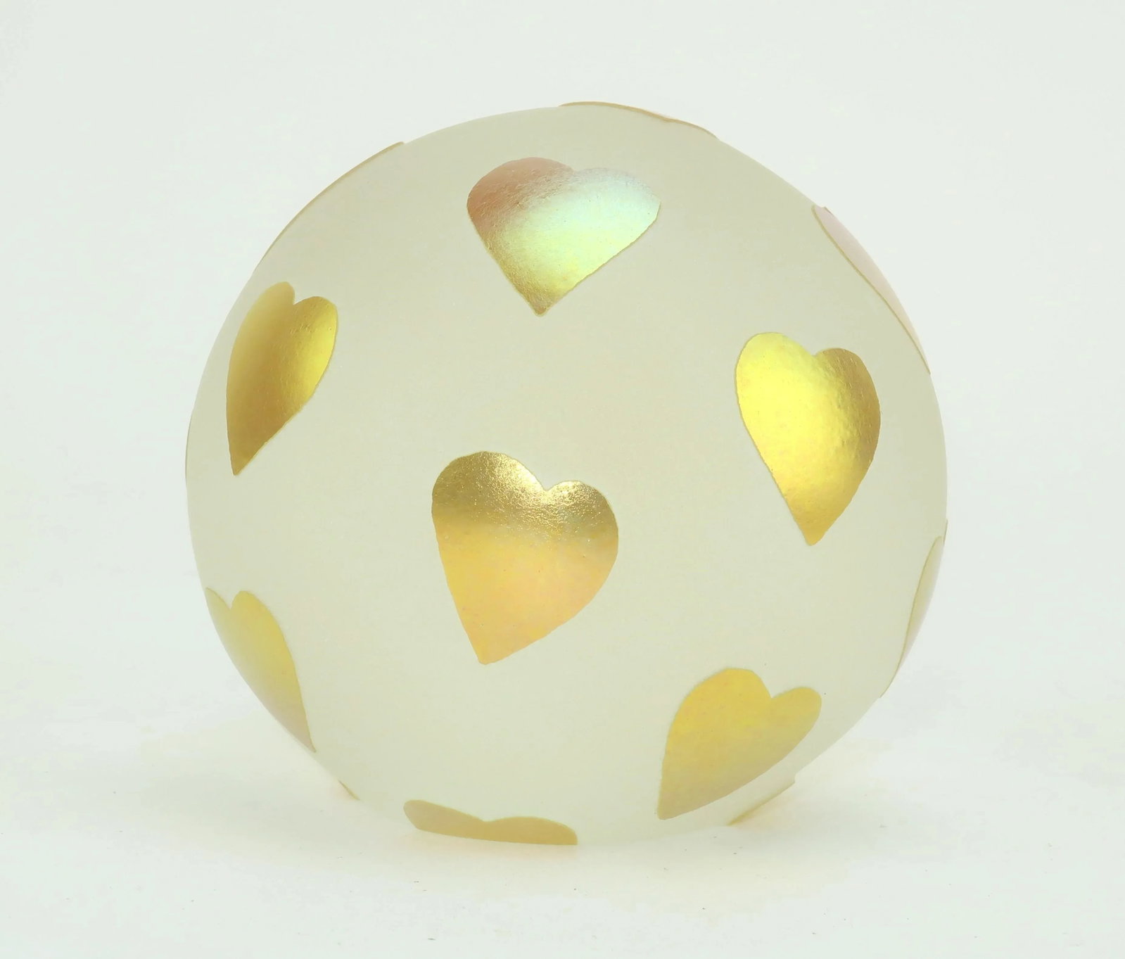 Steven Correia Art Glass Gold Heart Paper Weight Sphere - 3