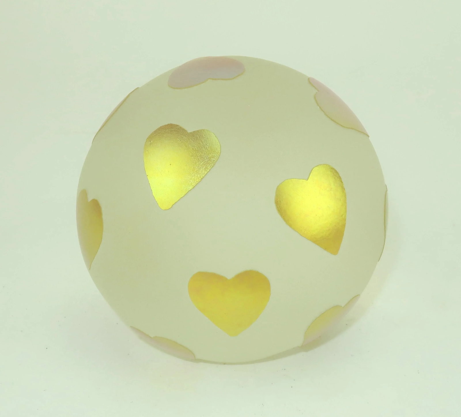 Steven Correia Art Glass Gold Heart Paper Weight Sphere - 6