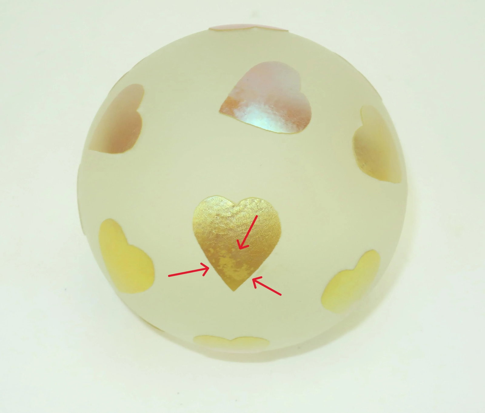Steven Correia Art Glass Gold Heart Paper Weight Sphere - 7
