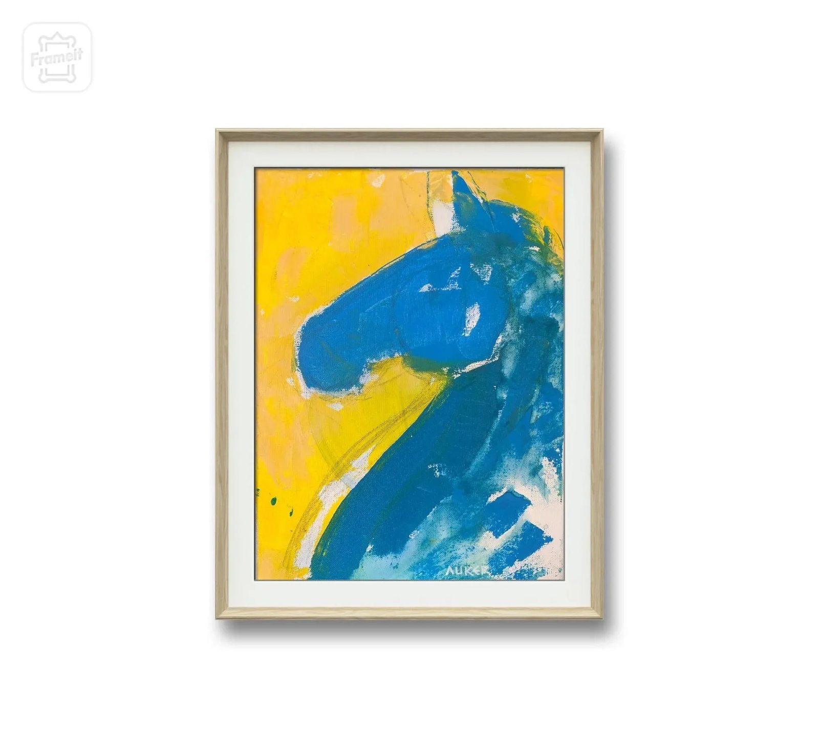 Contemporary Painting, "Modern Horse in Yellow and Blue" by Cassandra Auker. Acrylic on Stretche - 10