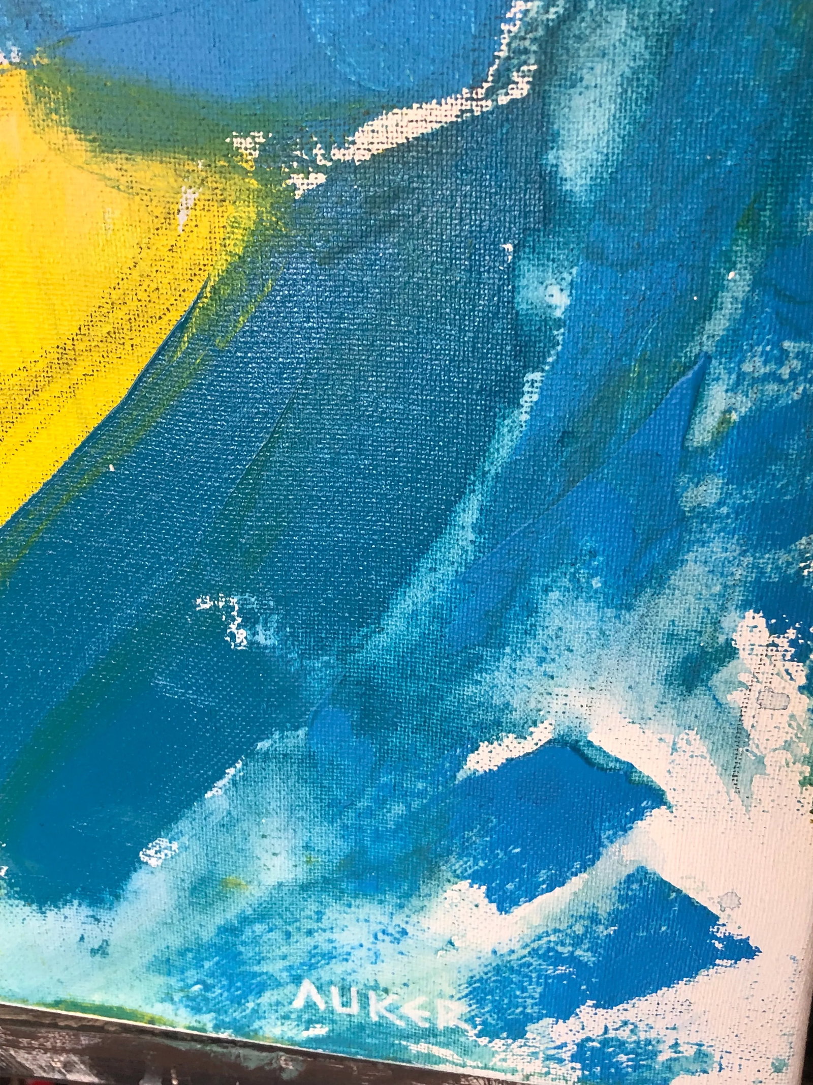 Contemporary Painting, "Modern Horse in Yellow and Blue" by Cassandra Auker. Acrylic on Stretche - 5
