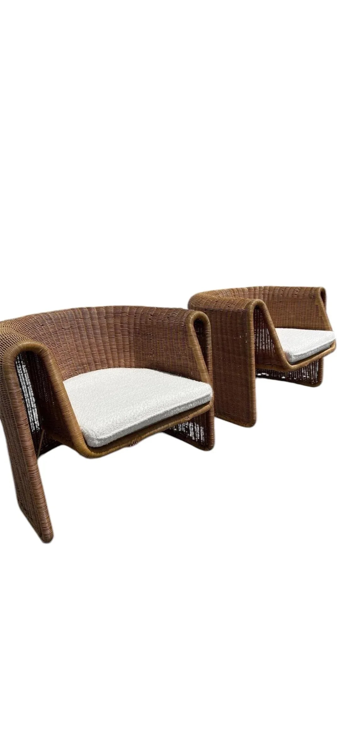 Rattan Wicker Bamboo Barrel Chairs by Founders - 2