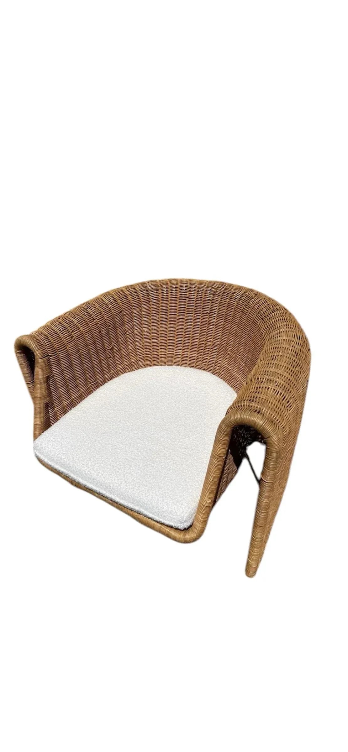 Rattan Wicker Bamboo Barrel Chairs by Founders - 3