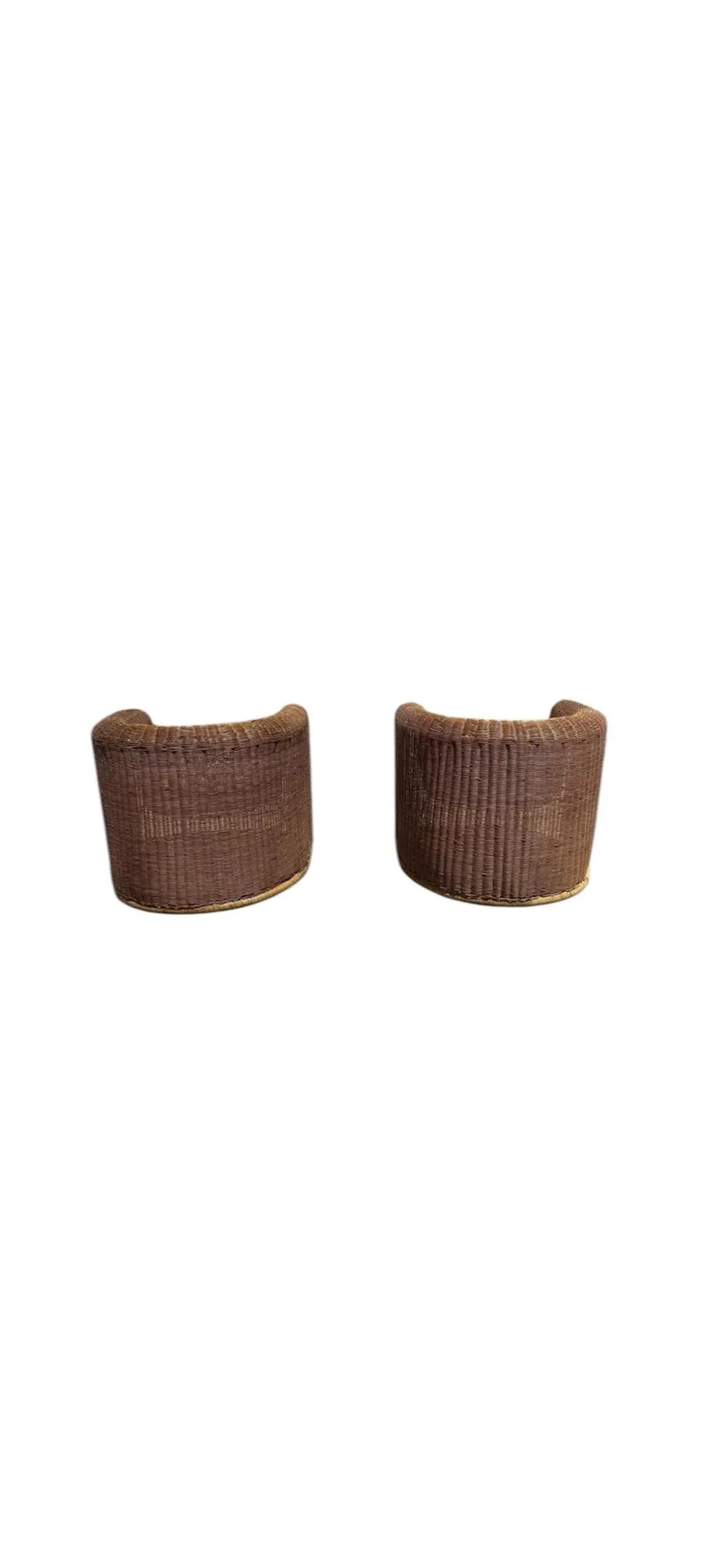 Rattan Wicker Bamboo Barrel Chairs by Founders - 5