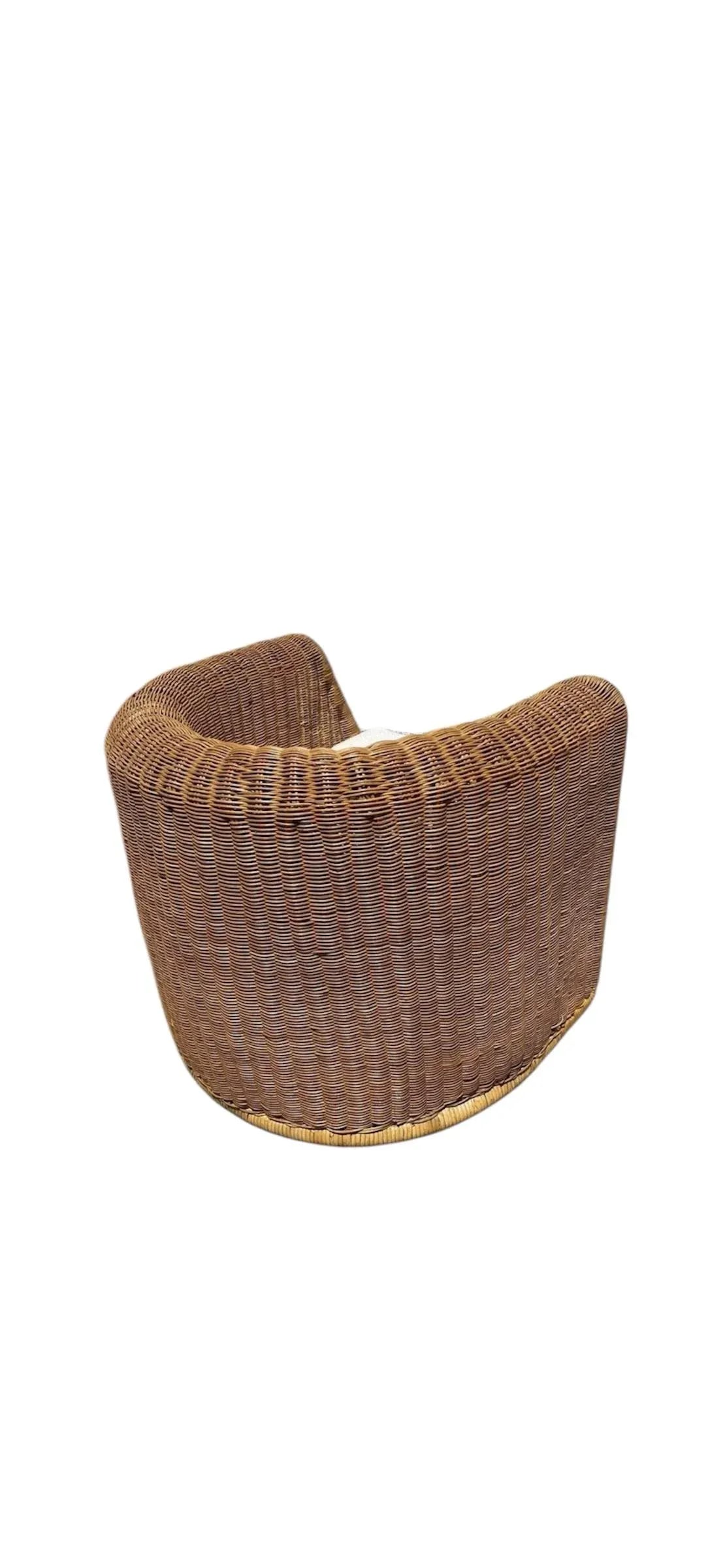 Rattan Wicker Bamboo Barrel Chairs by Founders - 7