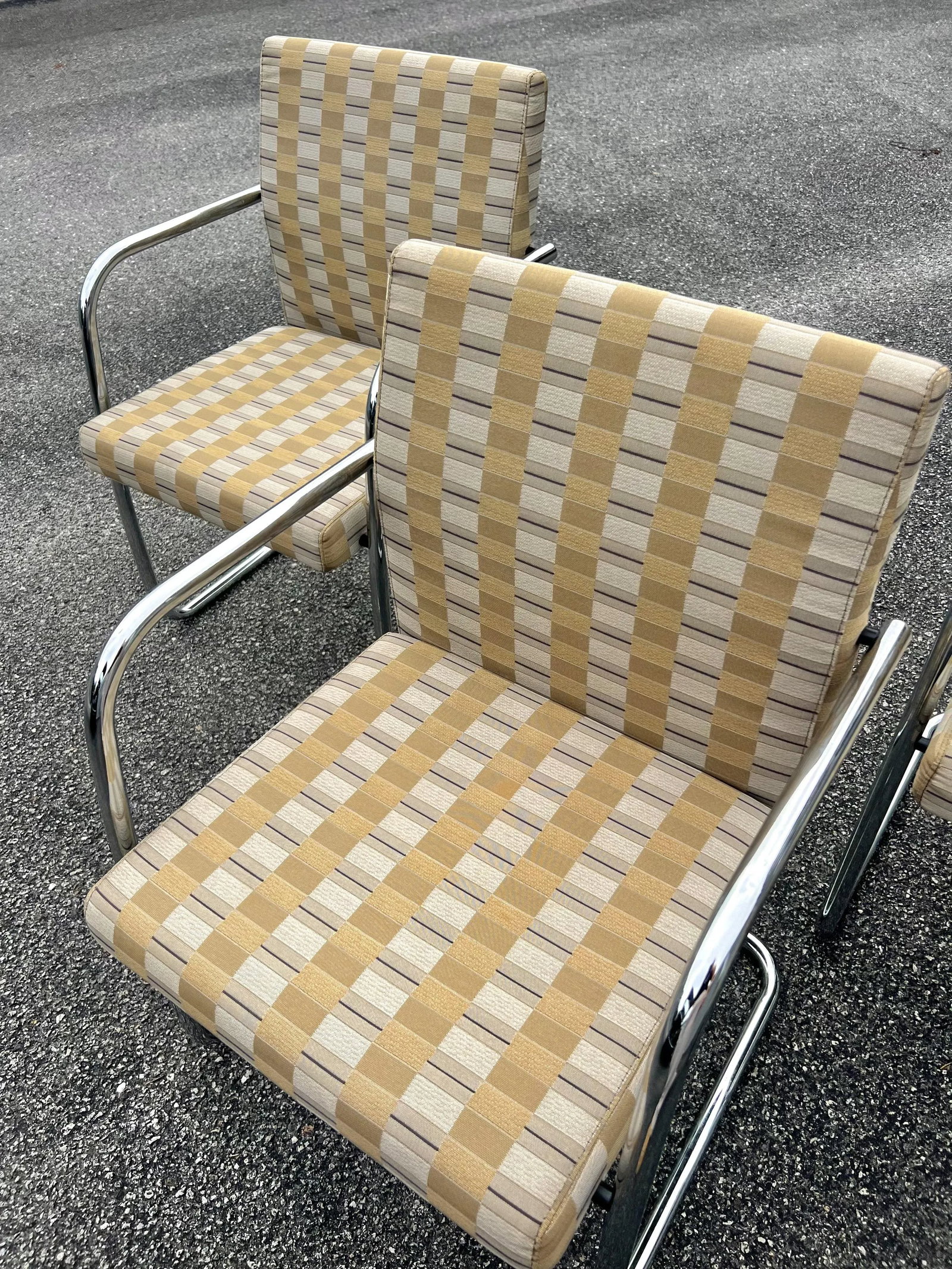 1980s Knoll Brno Style Chrome Tubed Cantilever Arm Chairs, Vintage Mid-Century Modern - Set of 4 - 5