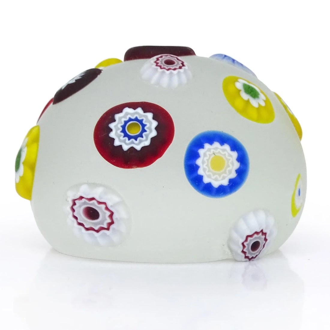 Murano Vintage A.Ve.M. Millefiori Flowers Satin Surface Abstract Italian Art Glass Paperweight - 3