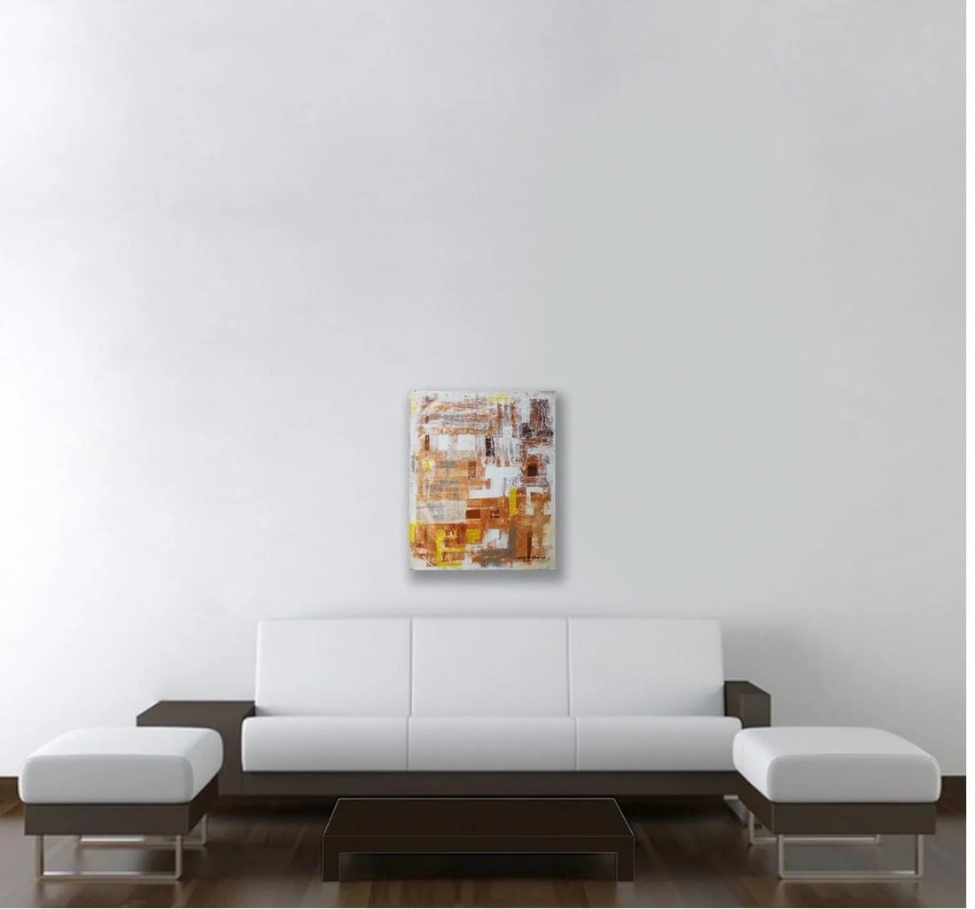 Abscure. II Abstract Surreal Brown& Yellow Painting - 5