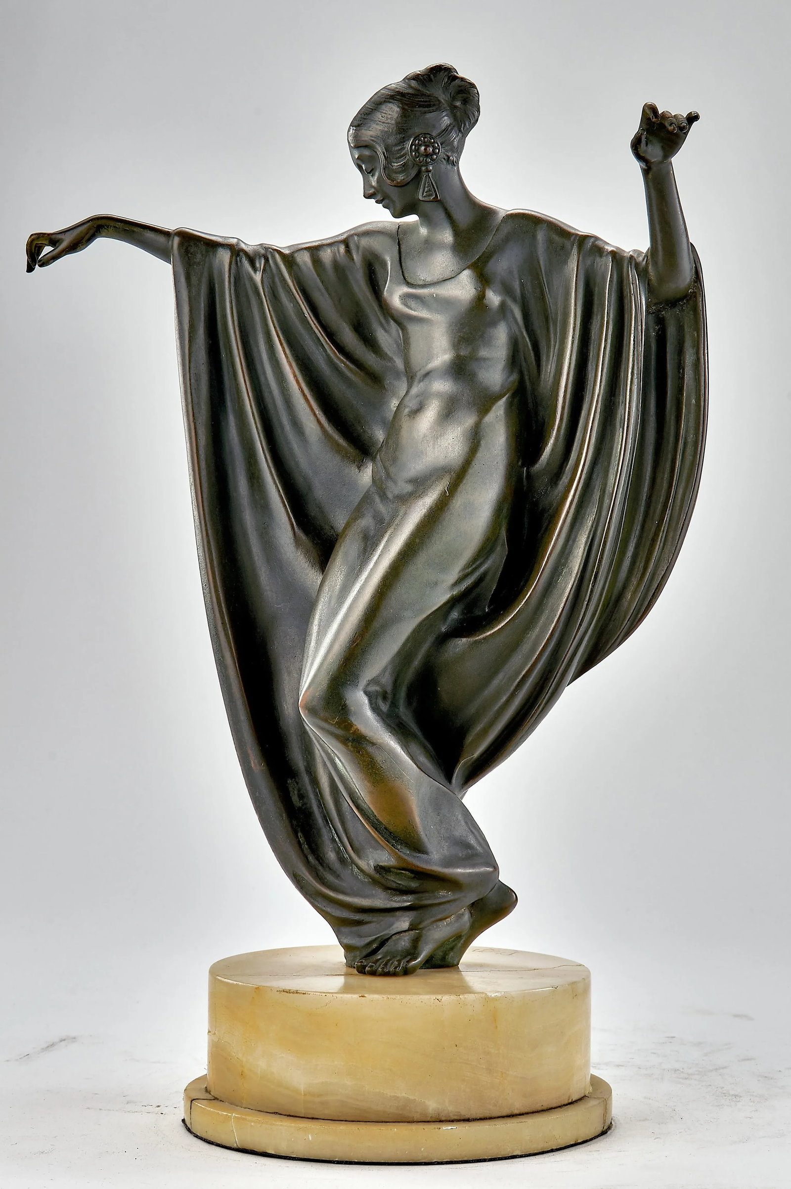Art Deco Bronze Sculpture of Woman Dancing - Signed M Draper - 10