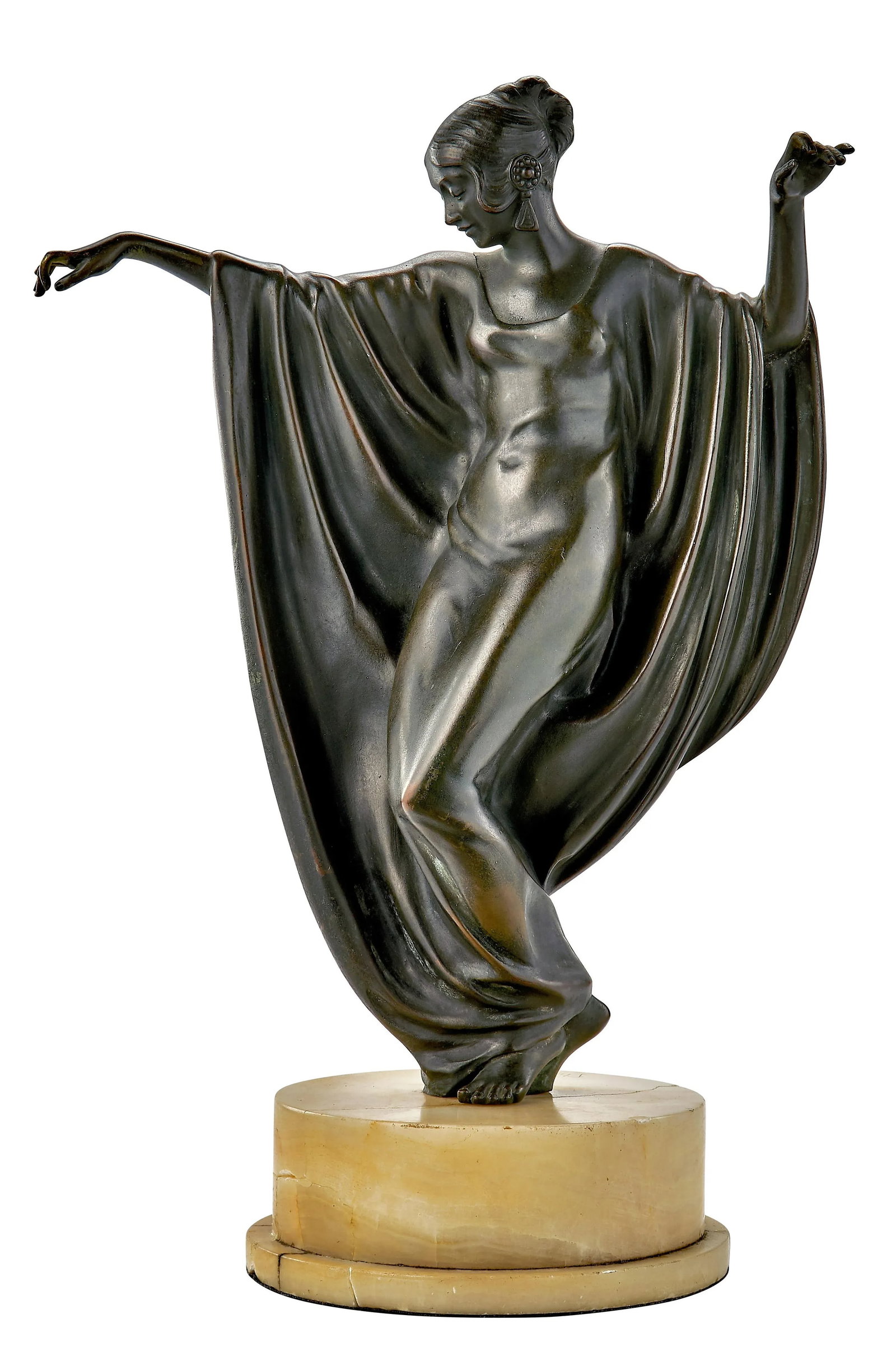 Art Deco Bronze Sculpture of Woman Dancing - Signed M Draper - 13