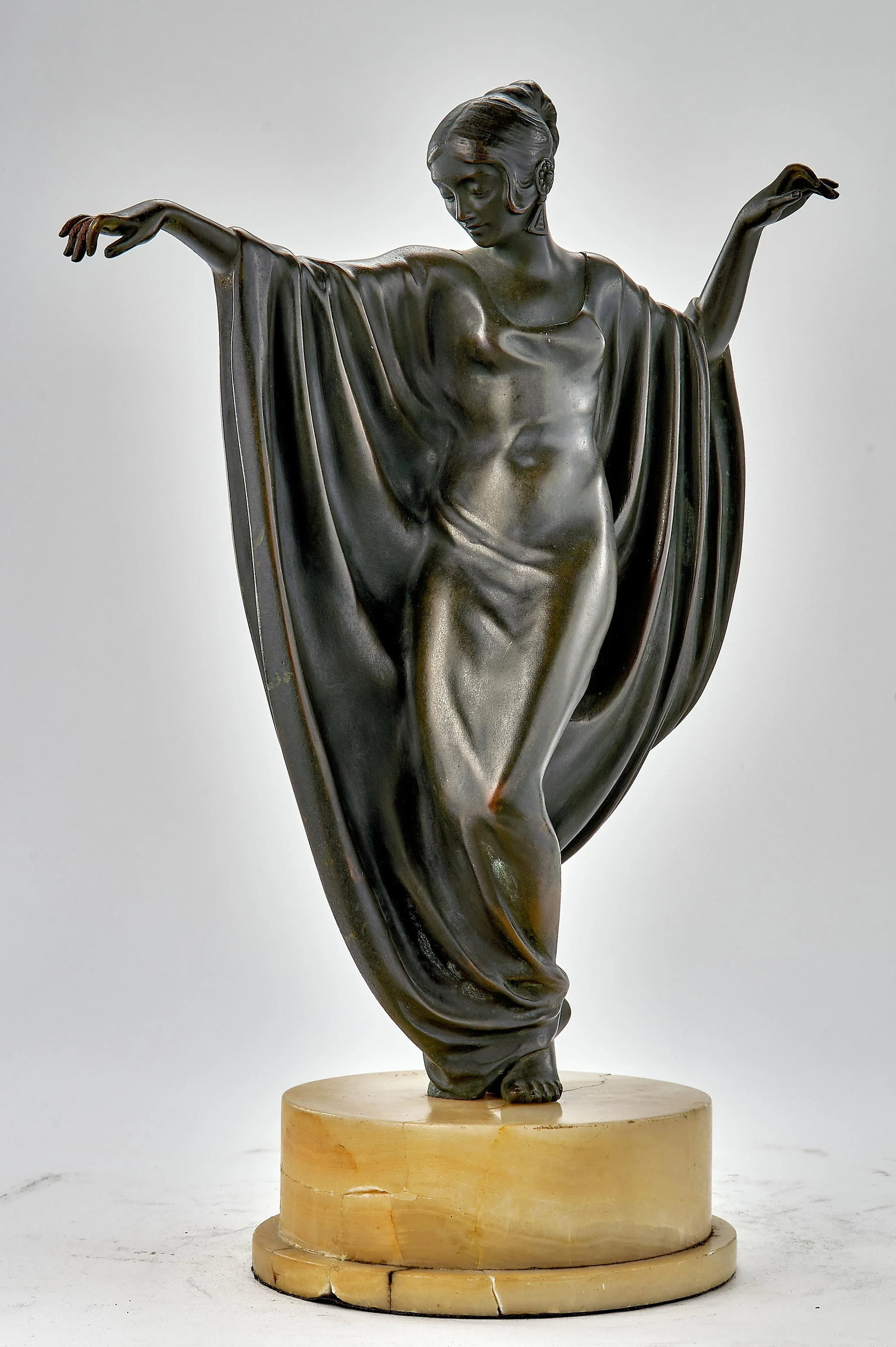 Art Deco Bronze Sculpture of Woman Dancing - Signed M Draper - 2