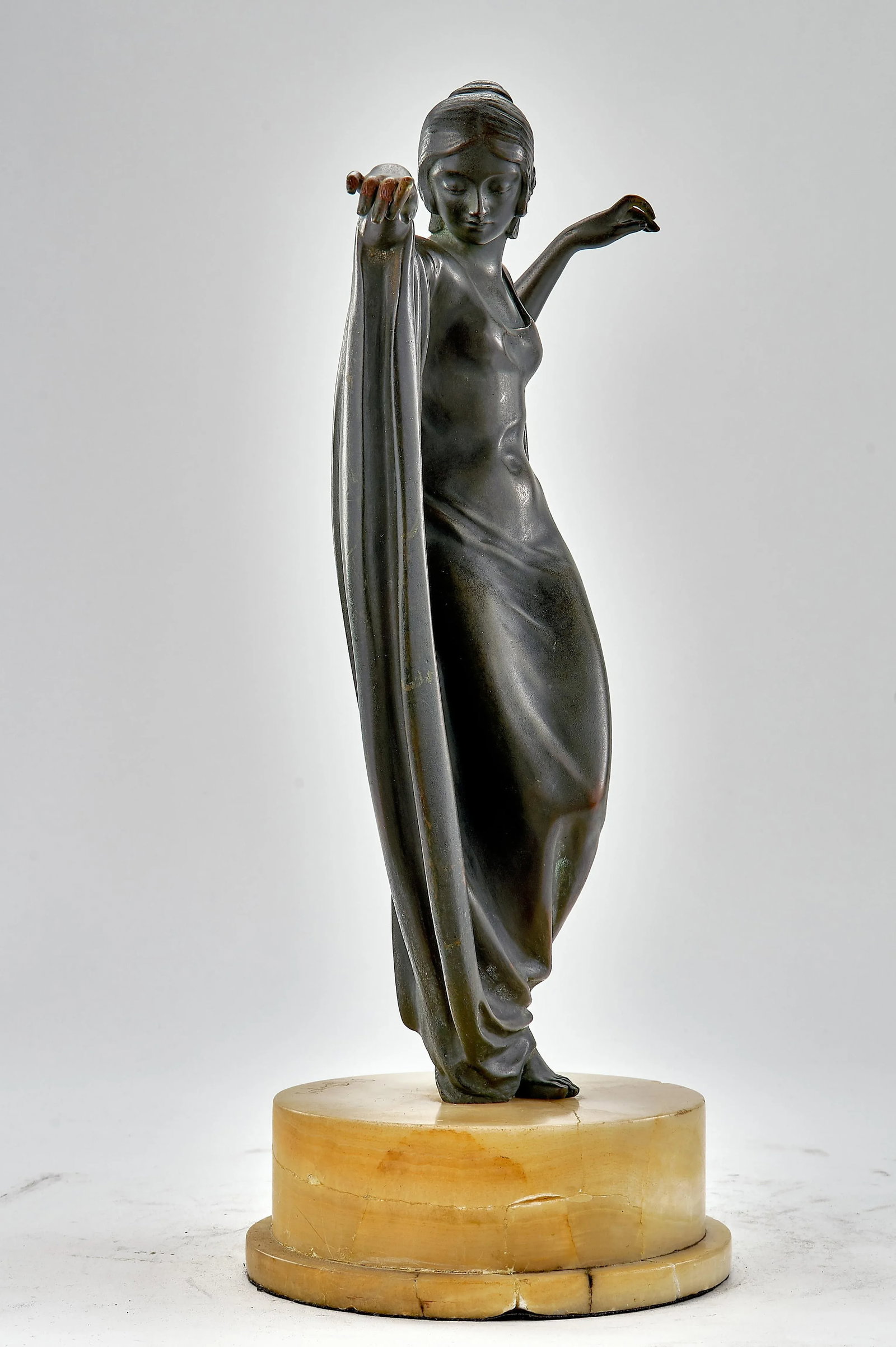 Art Deco Bronze Sculpture of Woman Dancing - Signed M Draper - 3