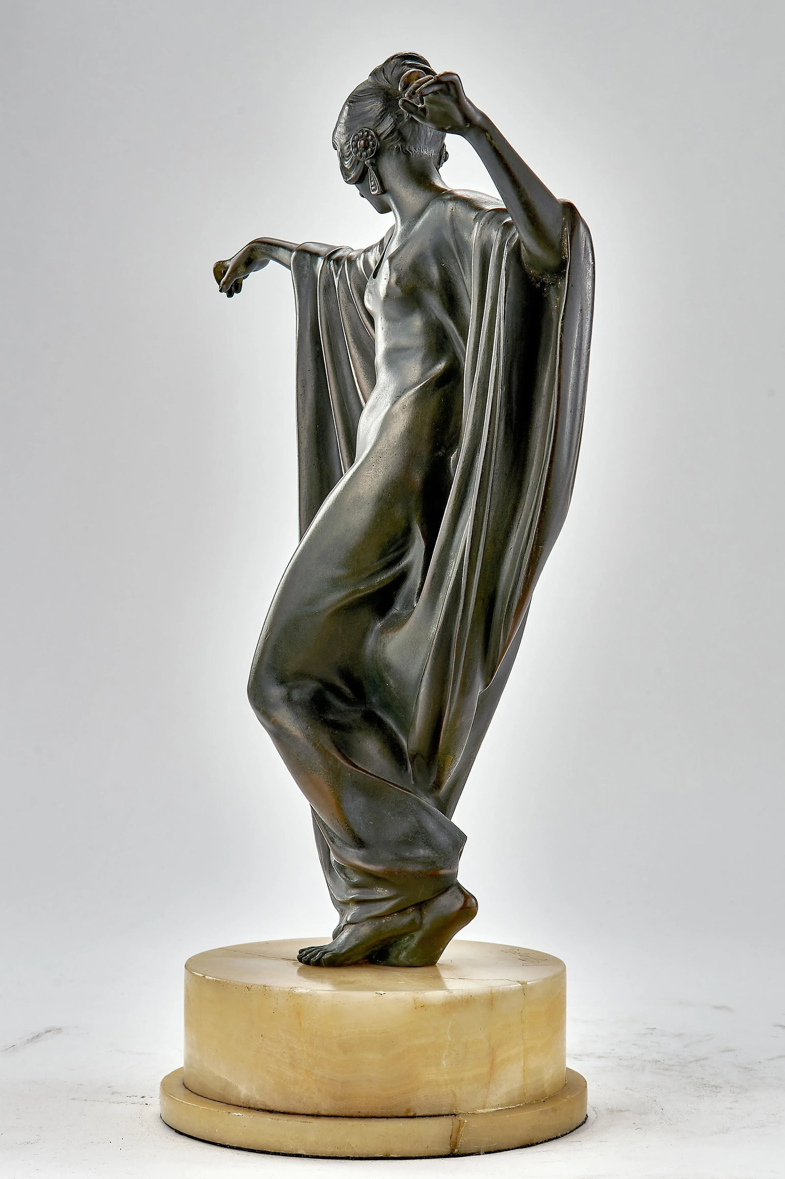 Art Deco Bronze Sculpture of Woman Dancing - Signed M Draper - 8