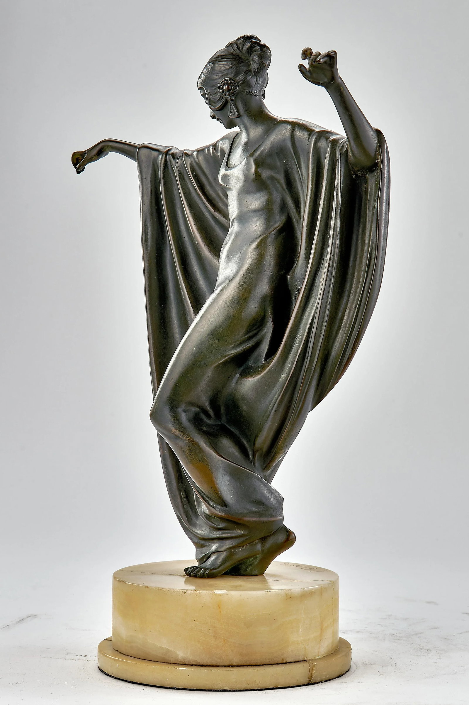 Art Deco Bronze Sculpture of Woman Dancing - Signed M Draper - 9