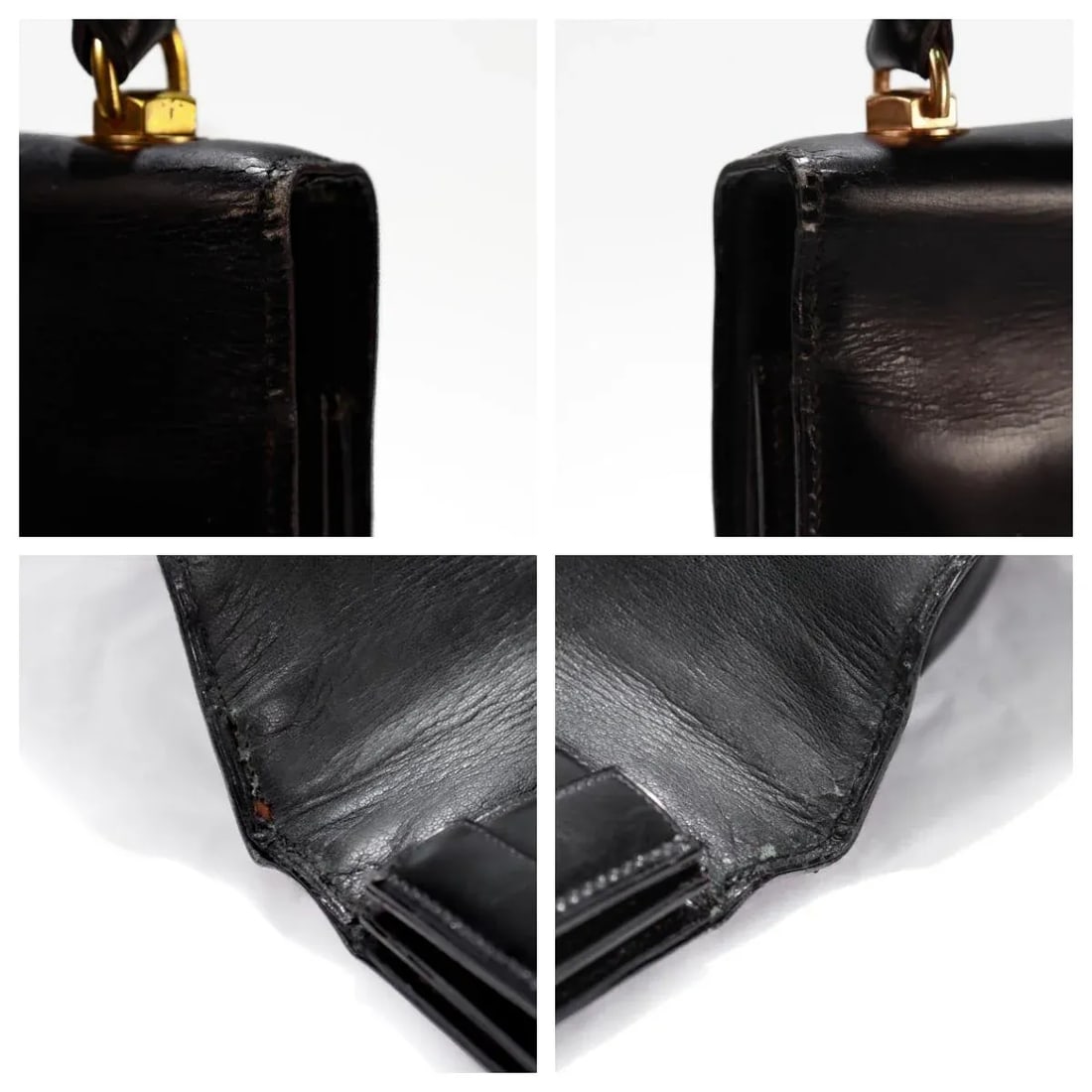 Vintage 1950s Hermes "Sac G8" Handbag in Black Box Leather - 12