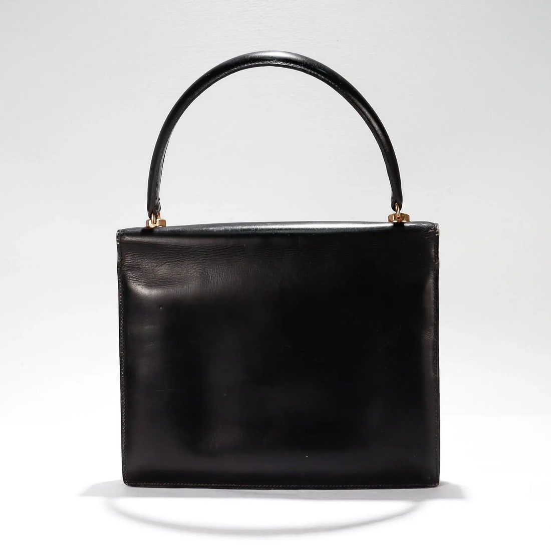 Vintage 1950s Hermes "Sac G8" Handbag in Black Box Leather - 4