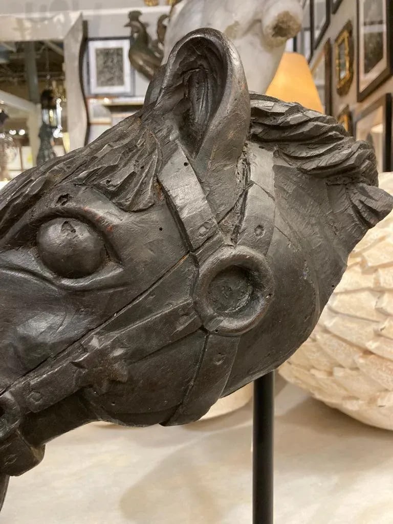 19th Century American Carved Wood Horse Head - 4