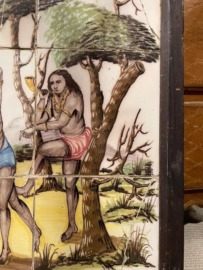 18th/19th Century Portuguese Tile Painting of Native Americans - 7