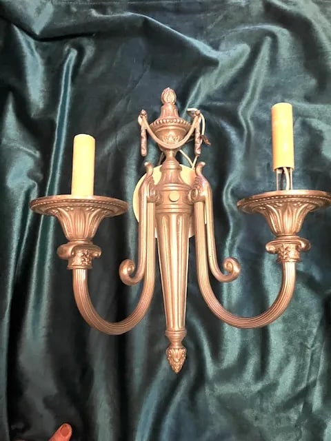 Set of 4 Vintage Brushed Nickel Neoclassical Sconces - 5
