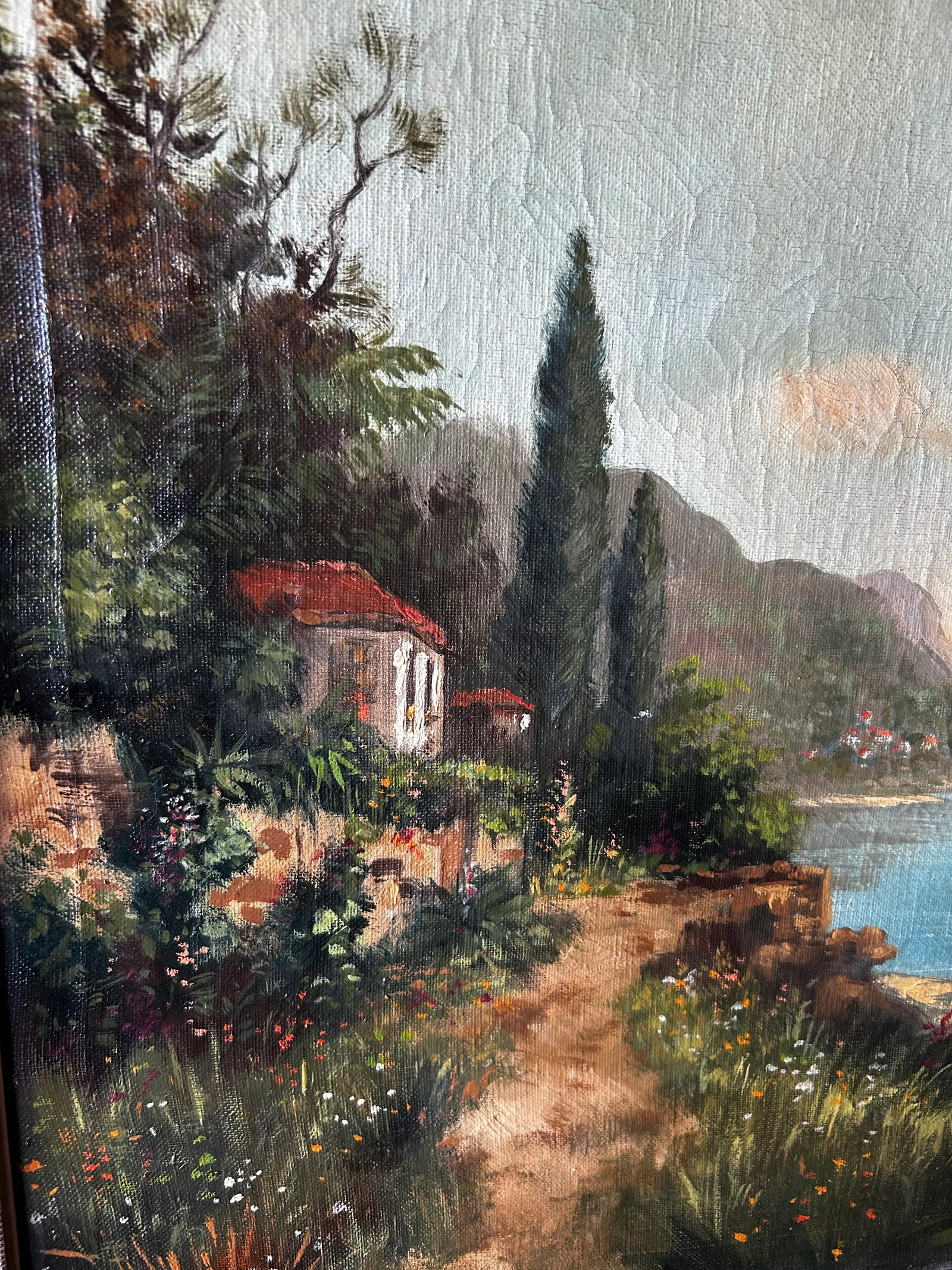 Antique Original Oil Painting on Canvas, Italian/Amalfi Sea - 6
