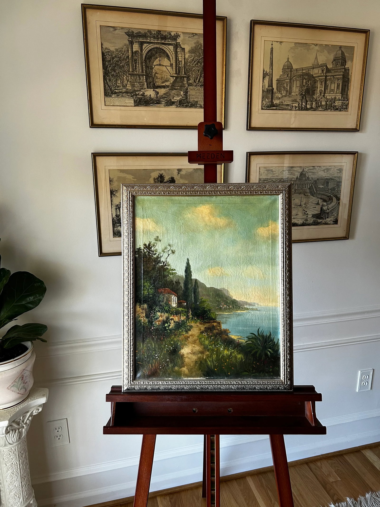 Antique Original Oil Painting on Canvas, Italian/Amalfi Sea - 8