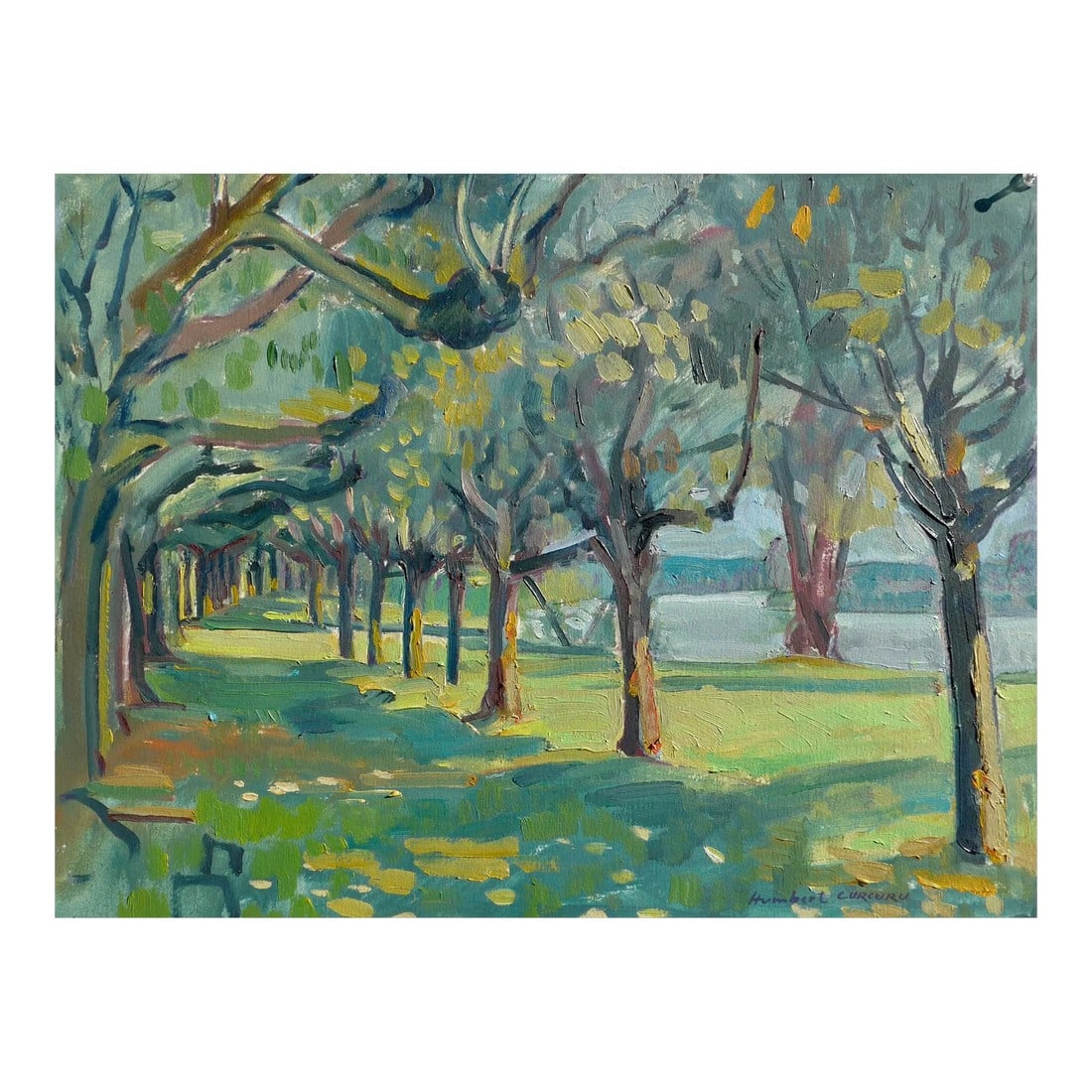 Trees by the River in France: .Over 28 people have like this painting. Be the one to own it or give it as a gift! Original oil painting painted in plein air in the countryside of France. The artist lives close to this beautiful