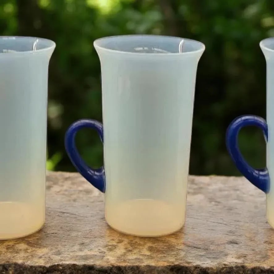 Antique 1920s Fry Foval Cobalt Blue Art Deco Opalescent Lemonade Set-5 Pieces - 11