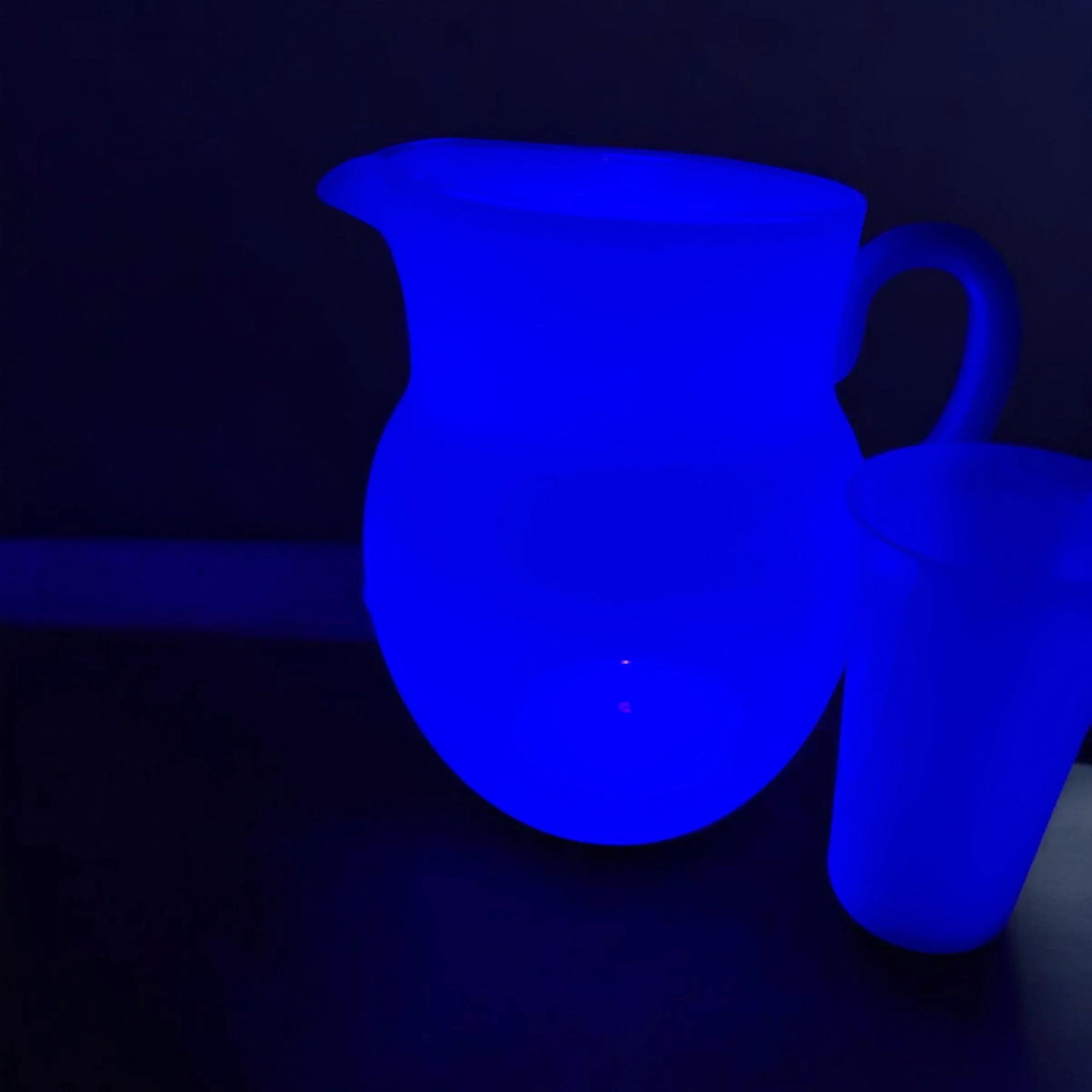 Antique 1920s Fry Foval Cobalt Blue Art Deco Opalescent Lemonade Set-5 Pieces - 4