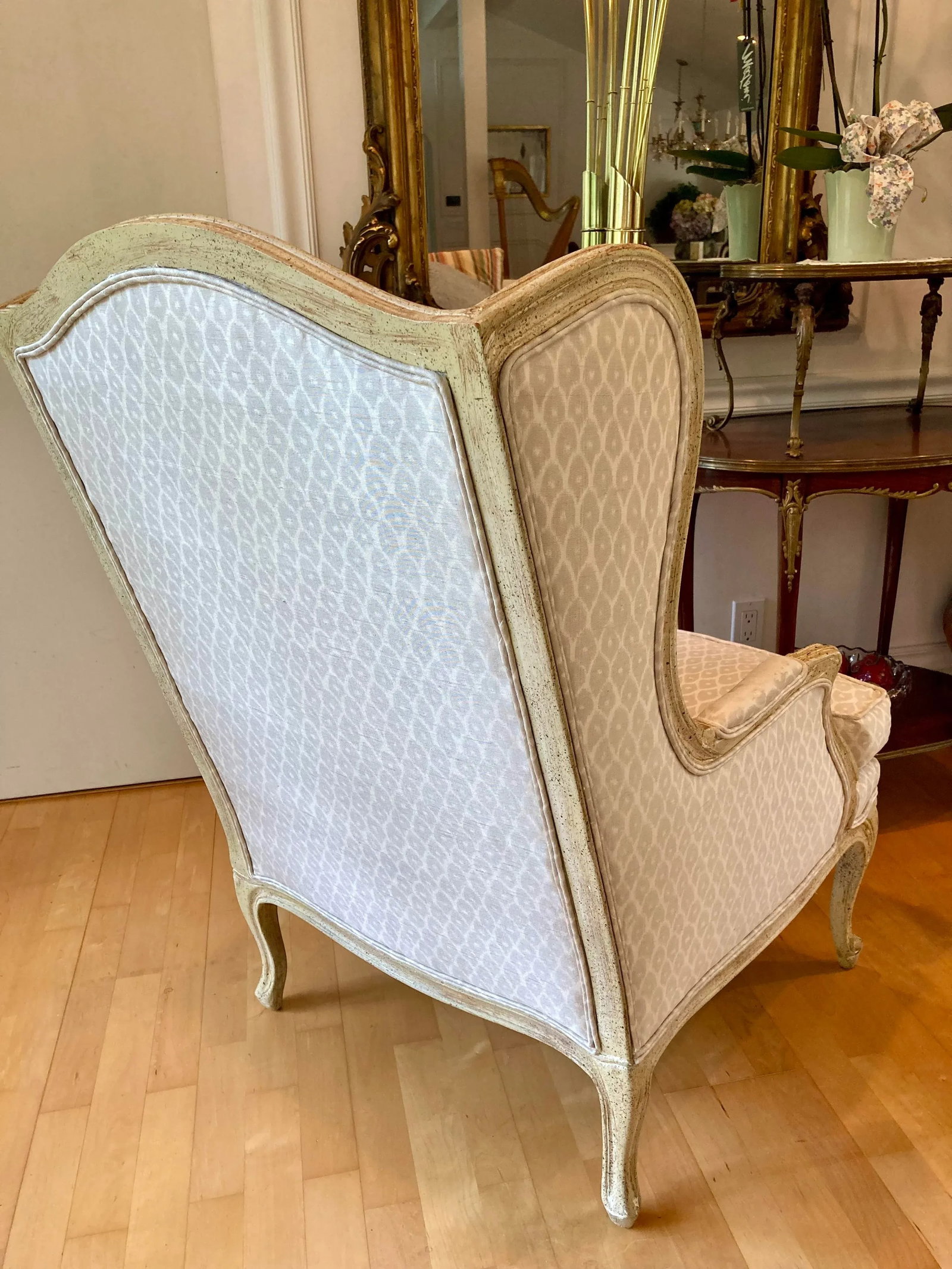 Vintage Baker French Style Wingback Chair and Ottoman - 5