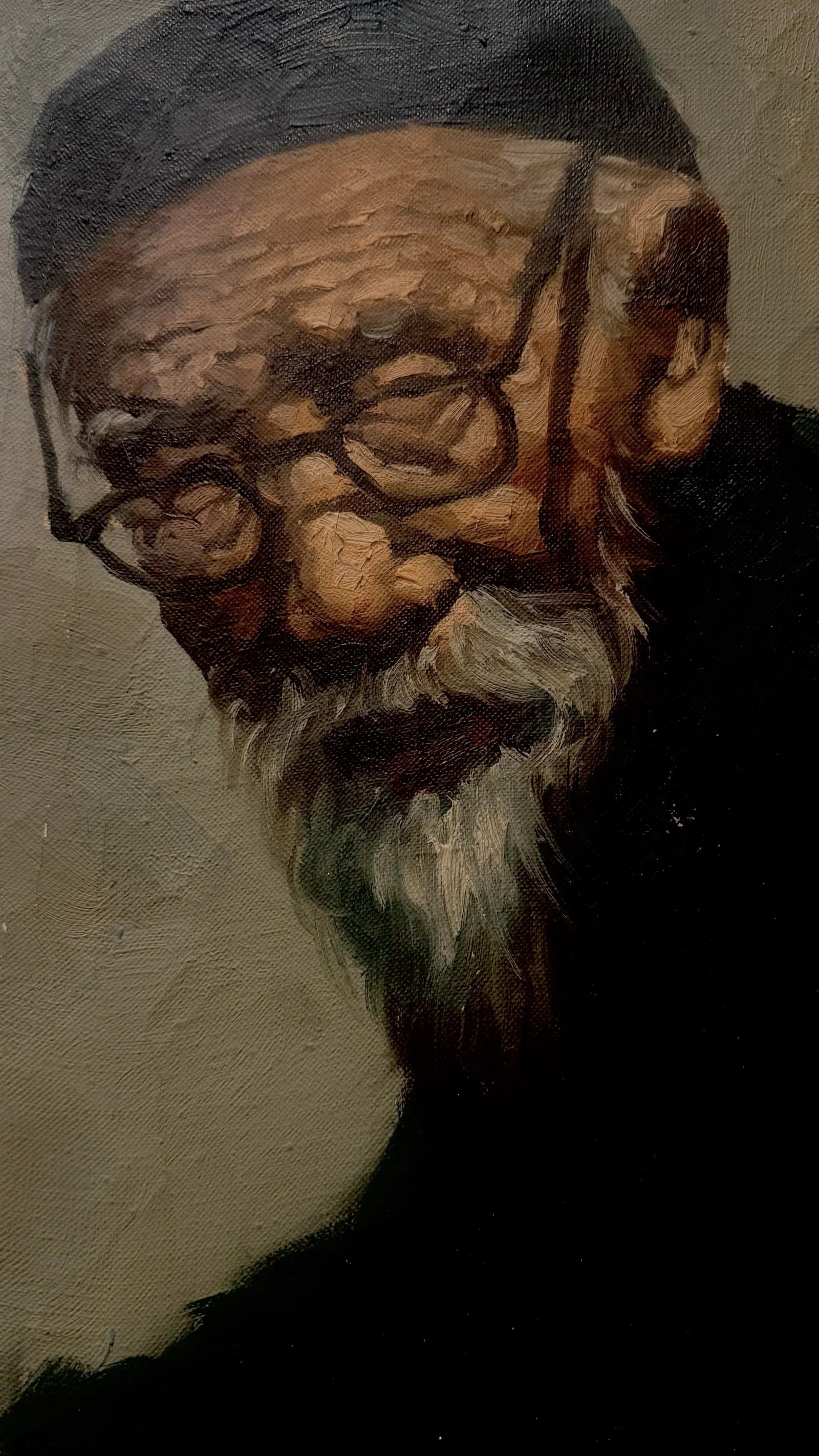 Tang Ping's Old Gentlman Original Oil Painting - 4