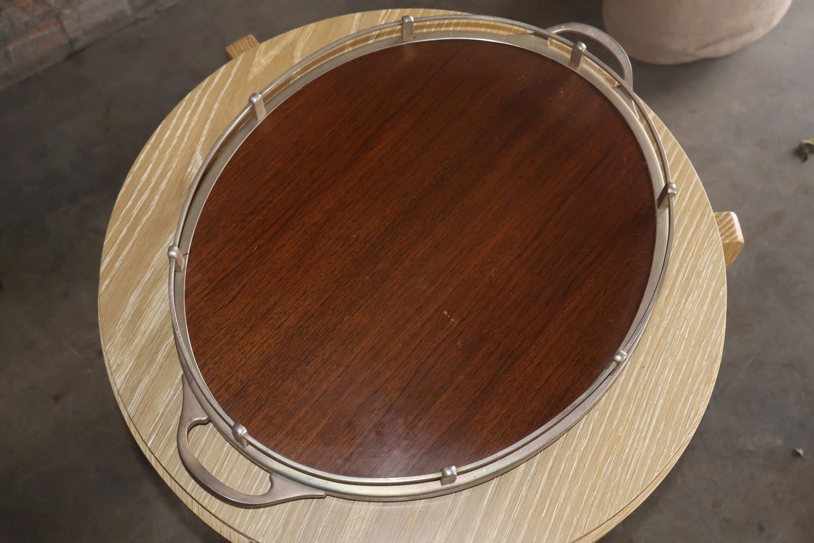 Vintage Walnut and Metal Bar Tray - 5