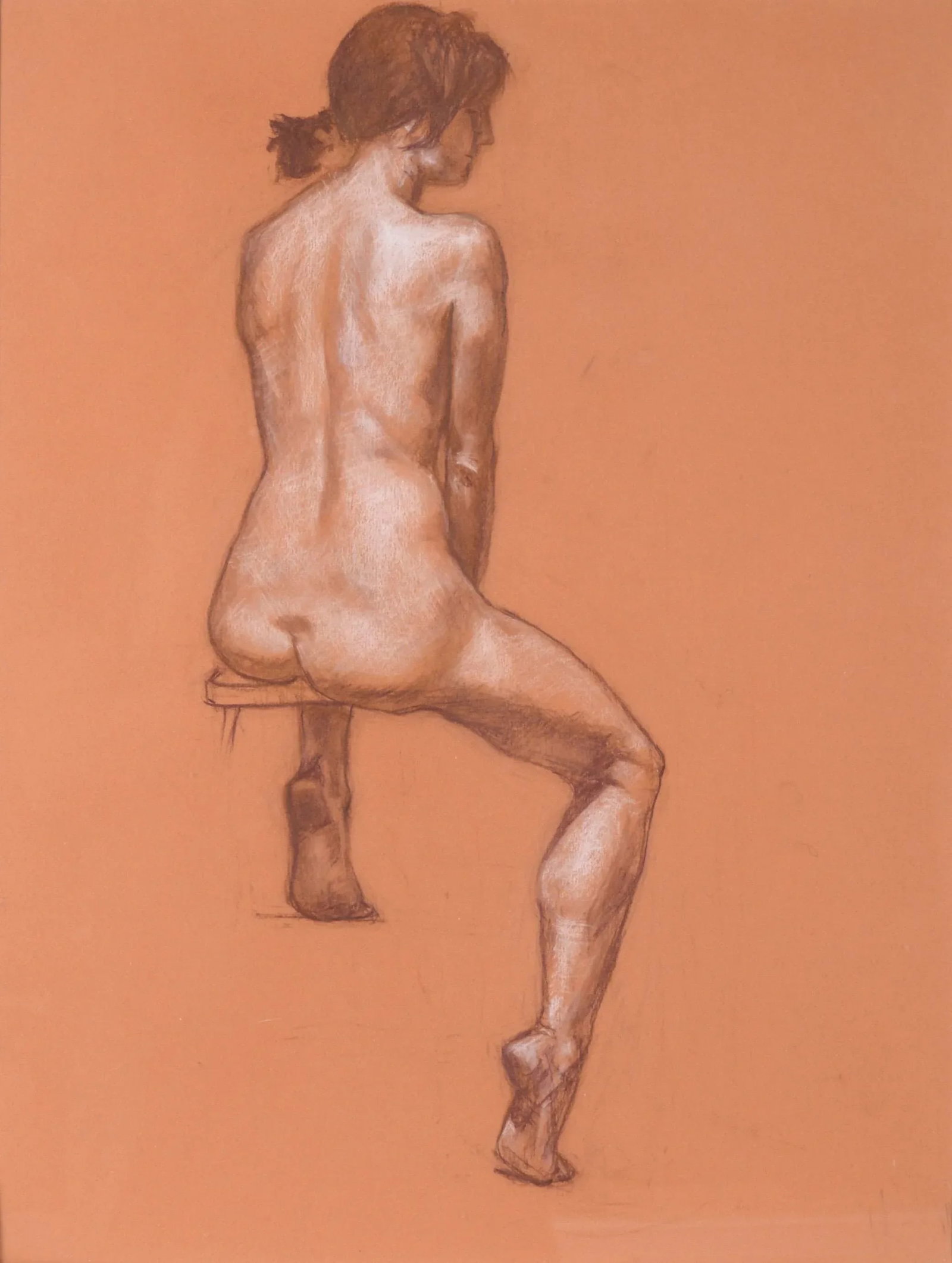 Seated Figure Nude in Pastel and Color Pencil on Paper by George Wishon - 2