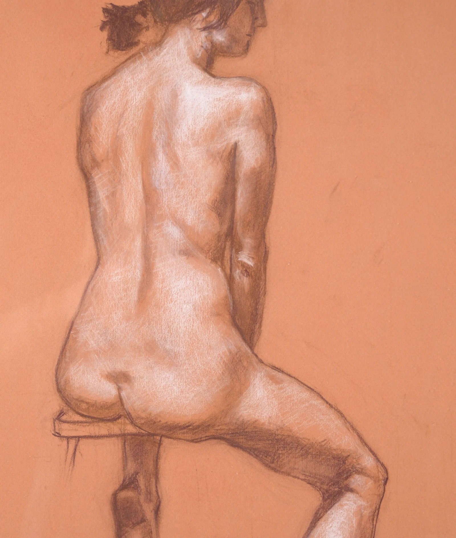 Seated Figure Nude in Pastel and Color Pencil on Paper by George Wishon - 3