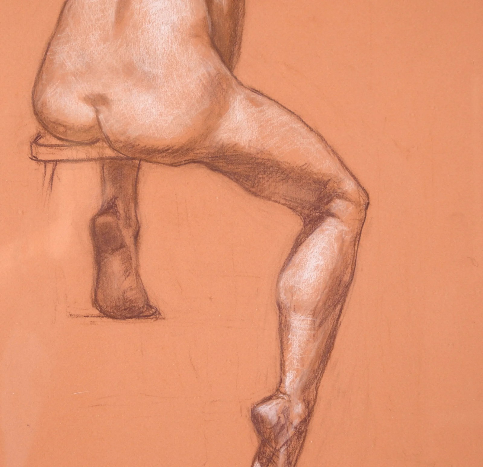Seated Figure Nude in Pastel and Color Pencil on Paper by George Wishon - 6