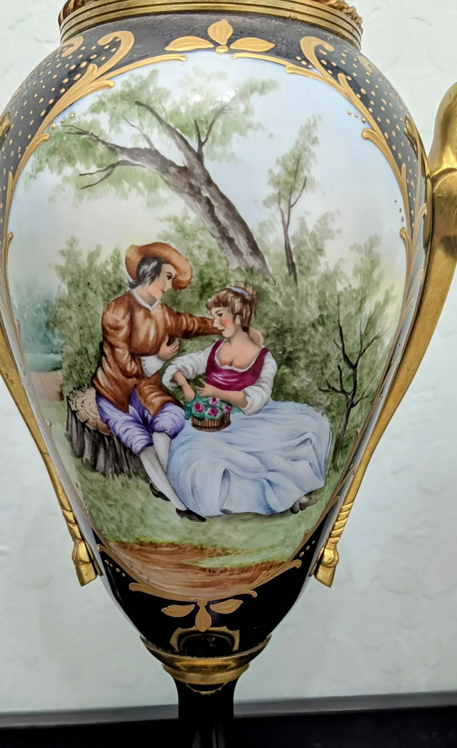 Vintage Garniture Porcelain Sevres Design Mantel Set Capodimonte- 3 Pieces - 2