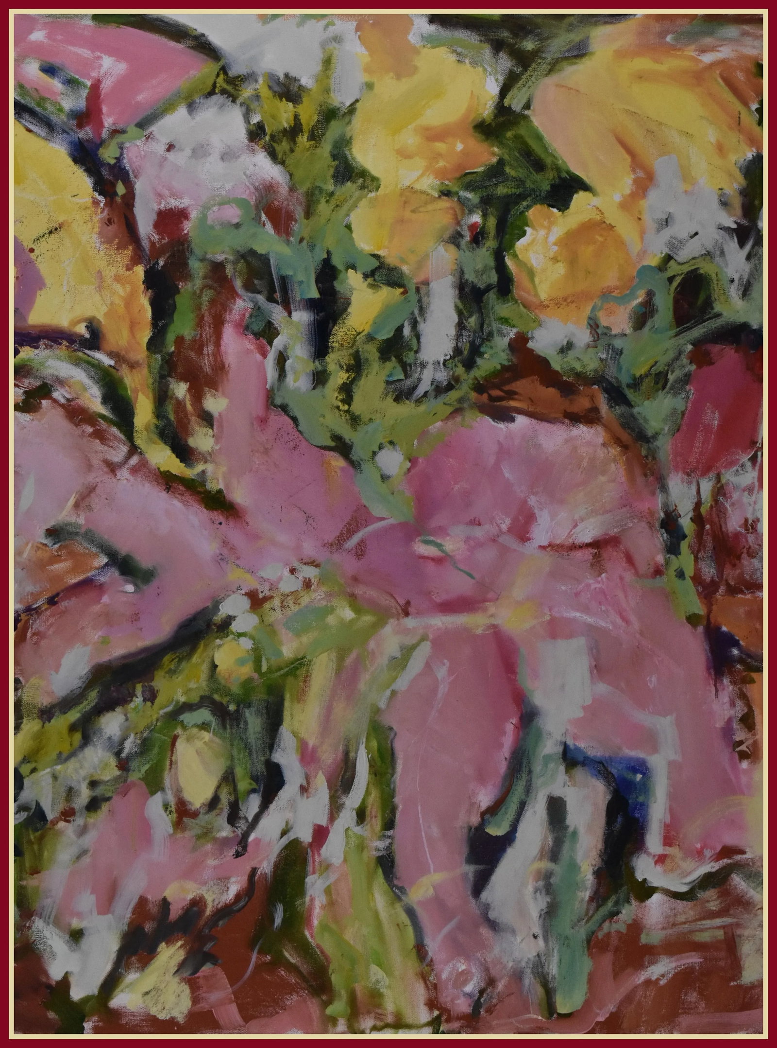 Bouquet #1" a Large Vivid Triptych Original Painting by American Abstract Expressionist George Brin - 3