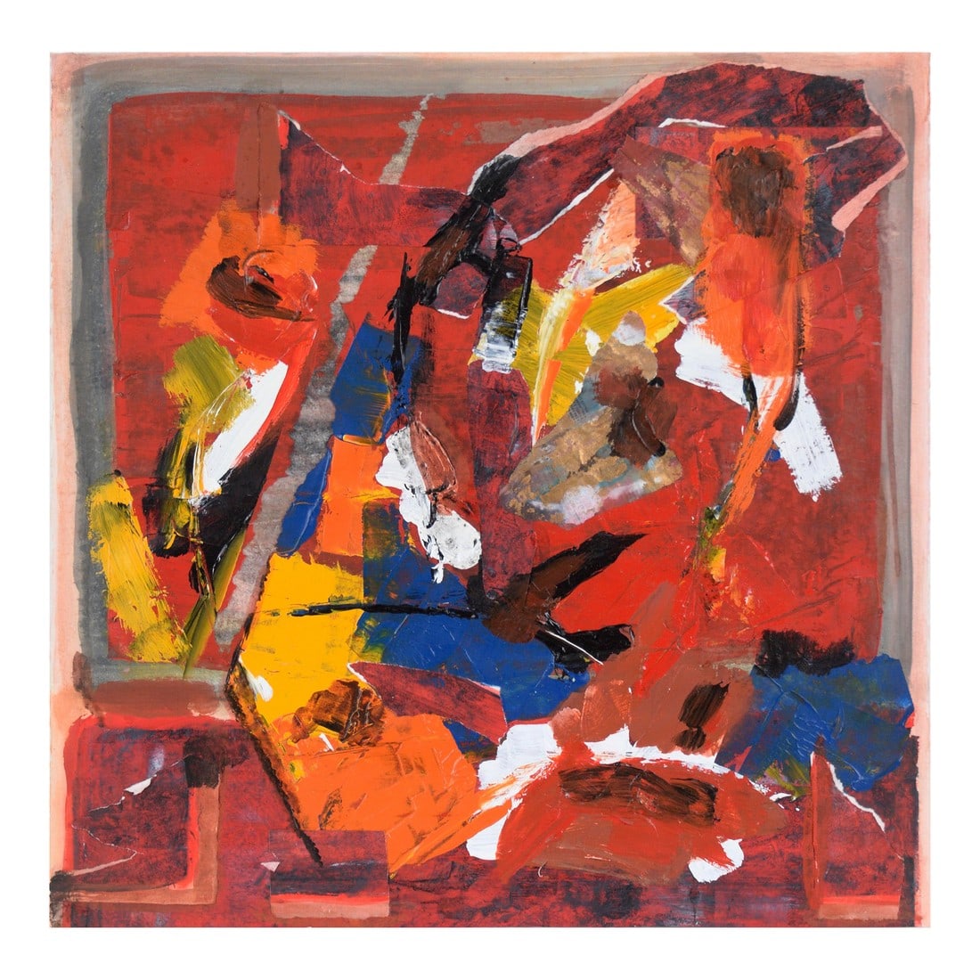 Abstract Expressionist Collage in Acrylic on Paper by Ricardo De Silva (1 of 6)