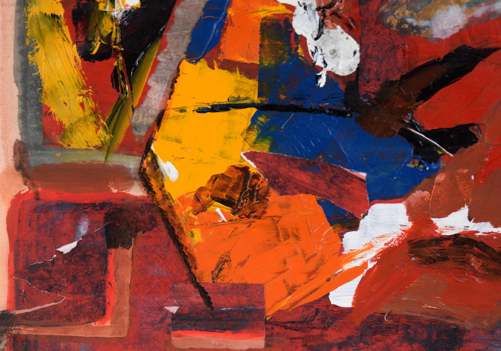 Abstract Expressionist Collage in Acrylic on Paper by Ricardo De Silva - 3