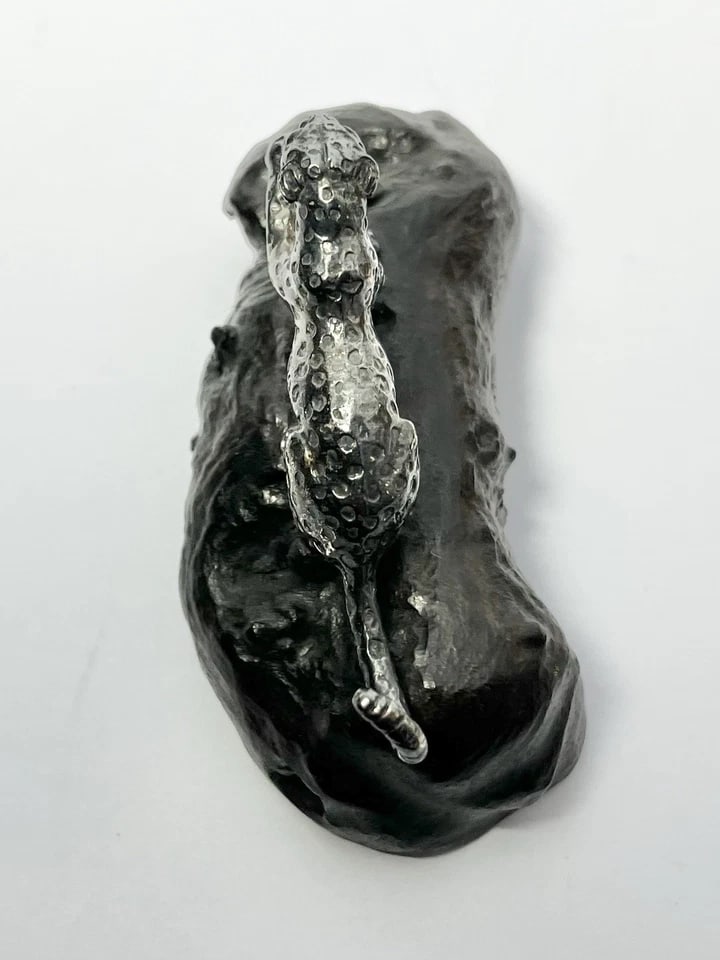 Patrick Mavros Medium Sterling Silver Leopard on Blackwood Base - 5