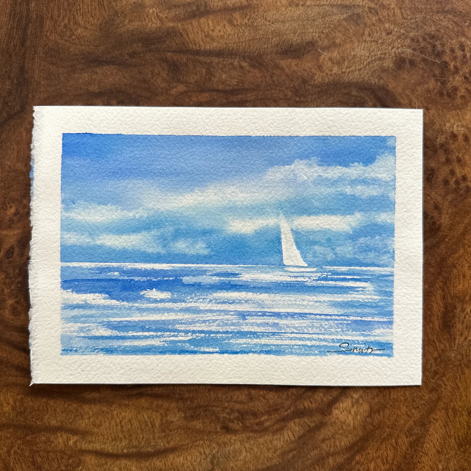 Whisper of White Original Watercolor Seascape by Nancy Smith - 2