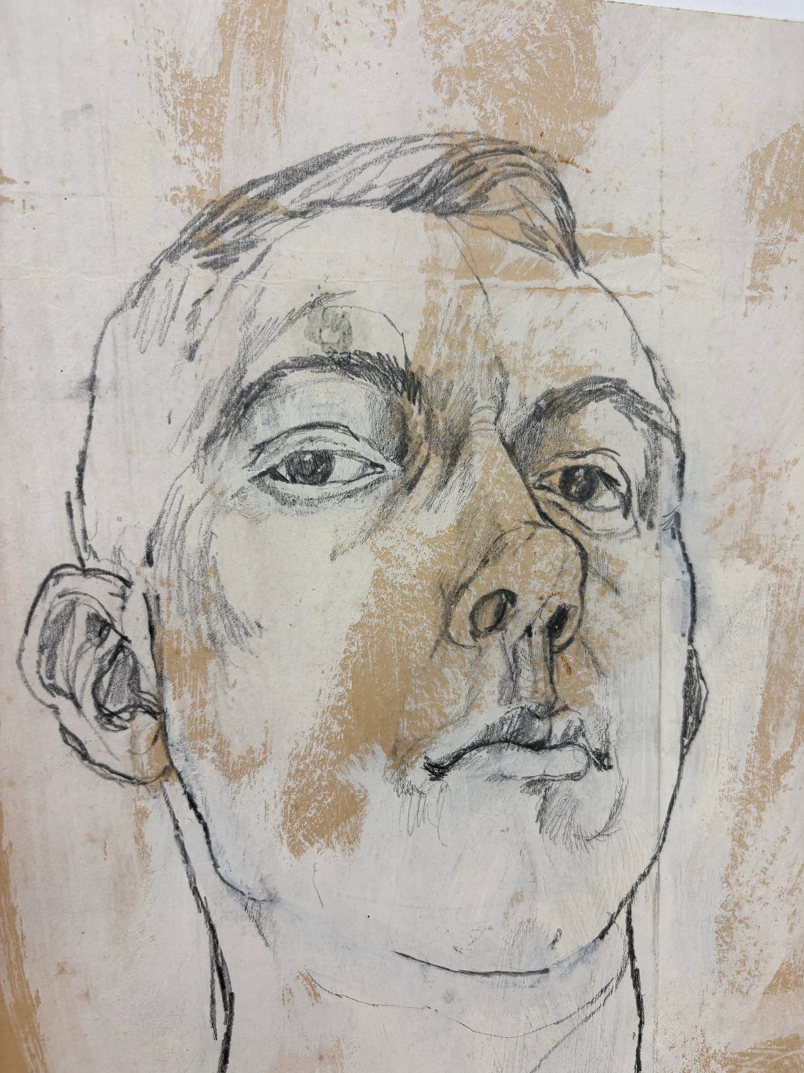 Mid-Century Modern Abstract Portrait Drawing – 1958 Signed Expressionist Artwork by Jerry - 3