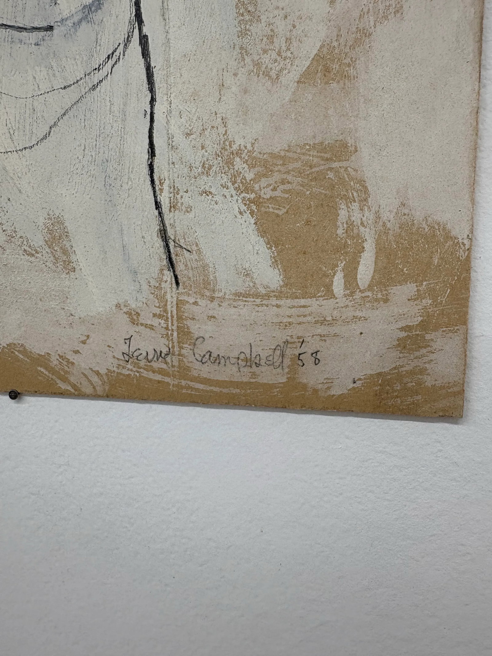 Mid-Century Modern Abstract Portrait Drawing – 1958 Signed Expressionist Artwork by Jerry - 5