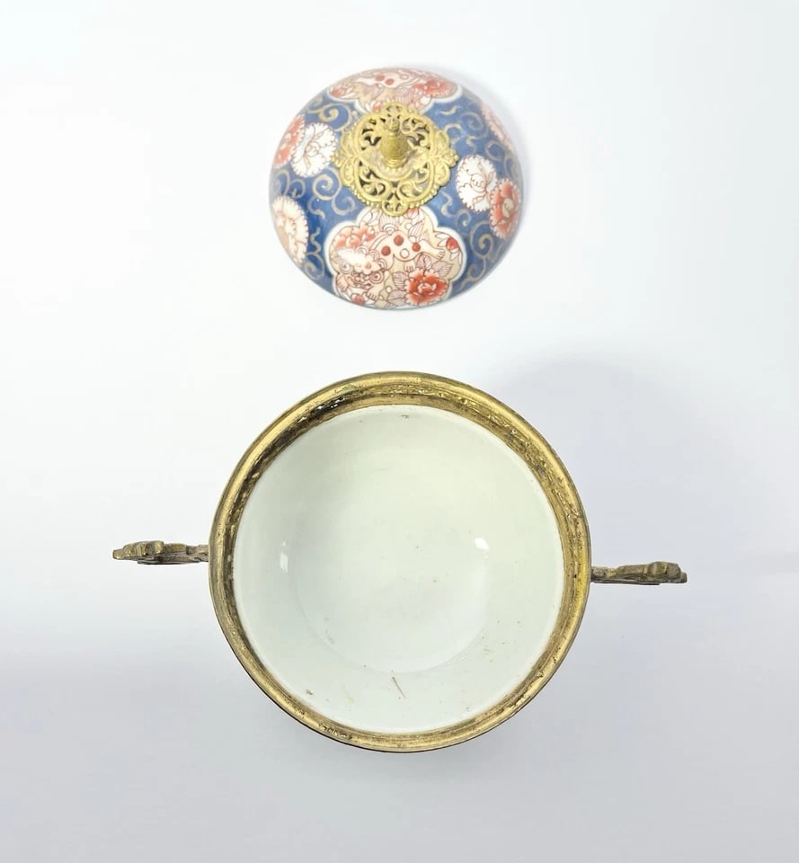 19th Century Antique Imari Doré Japanese Porcelain Gold Gilt Potpourri, Foo Dogs - 6
