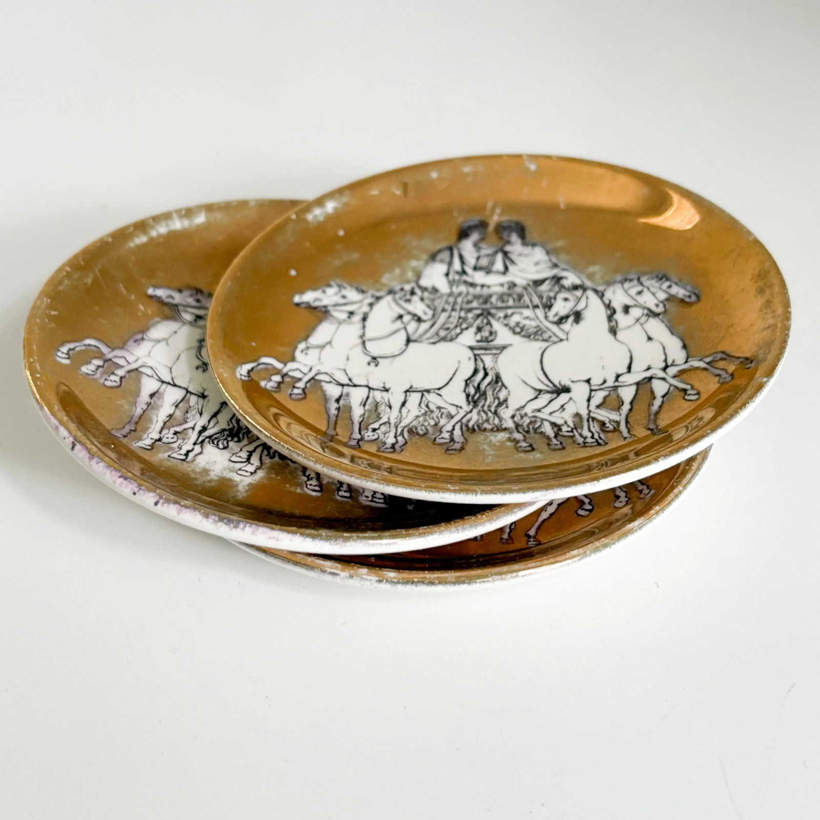 1960s Fornasetti 'Romulus and Remus' Themed Ceramic Coasters- Set of 3 - 3