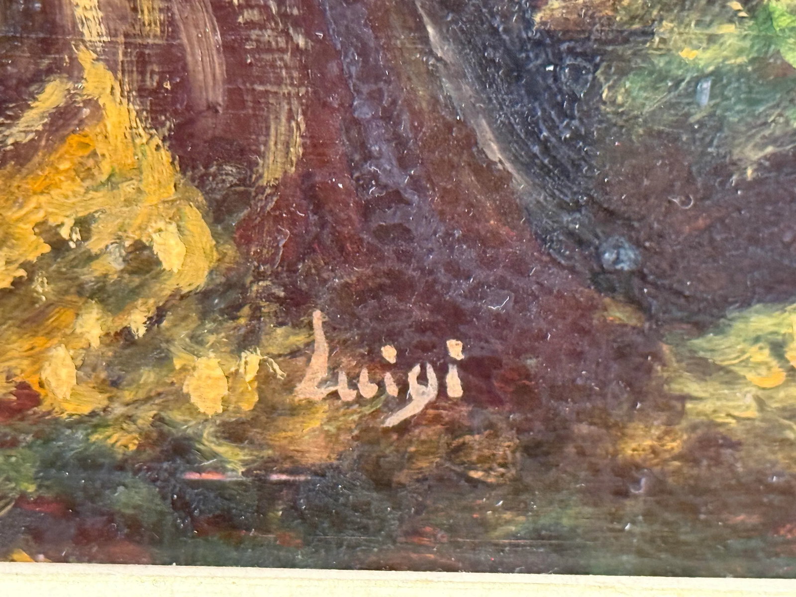 Original Oil Pastoral Landscape Painting in the Style of Romantic Period. Signed Luigi Lower R. Gold - 5