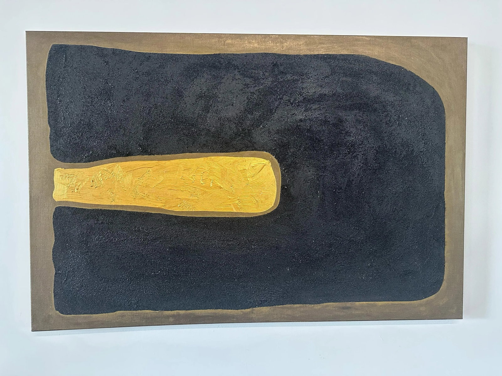 Gold and Carbon Painting on Spanish Linen Minimalist Painting - 3