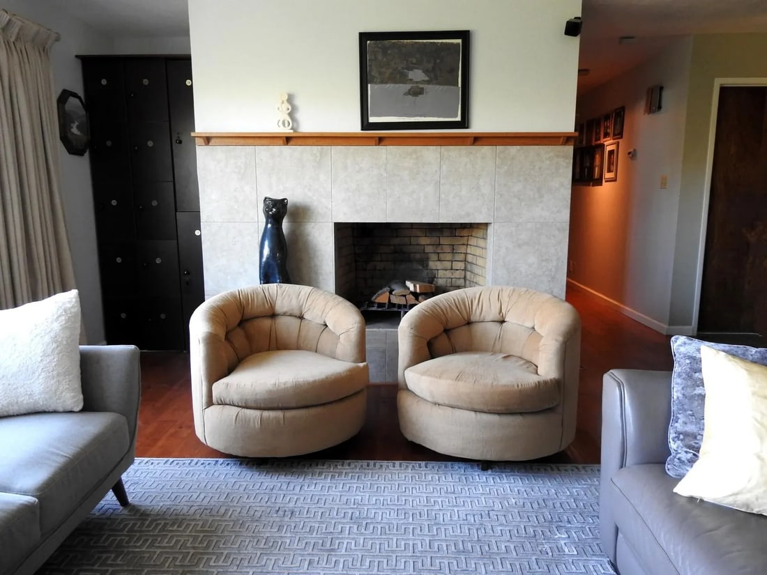 1970s Karpen of California Barrel 360 Swivel Lounge Chairs Camel Brown Plush - Set of 2 - 2