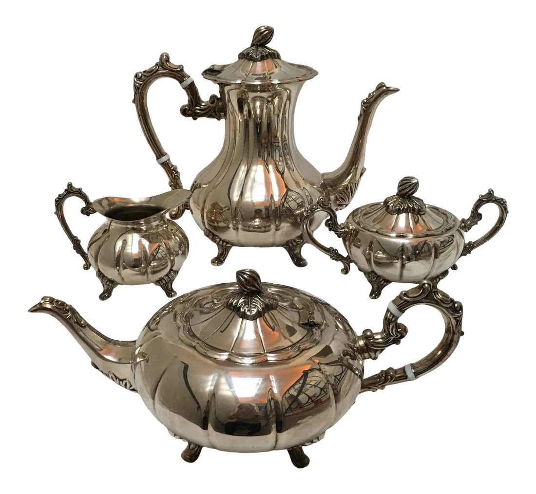 1940s Silver Plate Coffee and Tea Service by F. B. Rogers - 4 Piece Set (1 of 13)